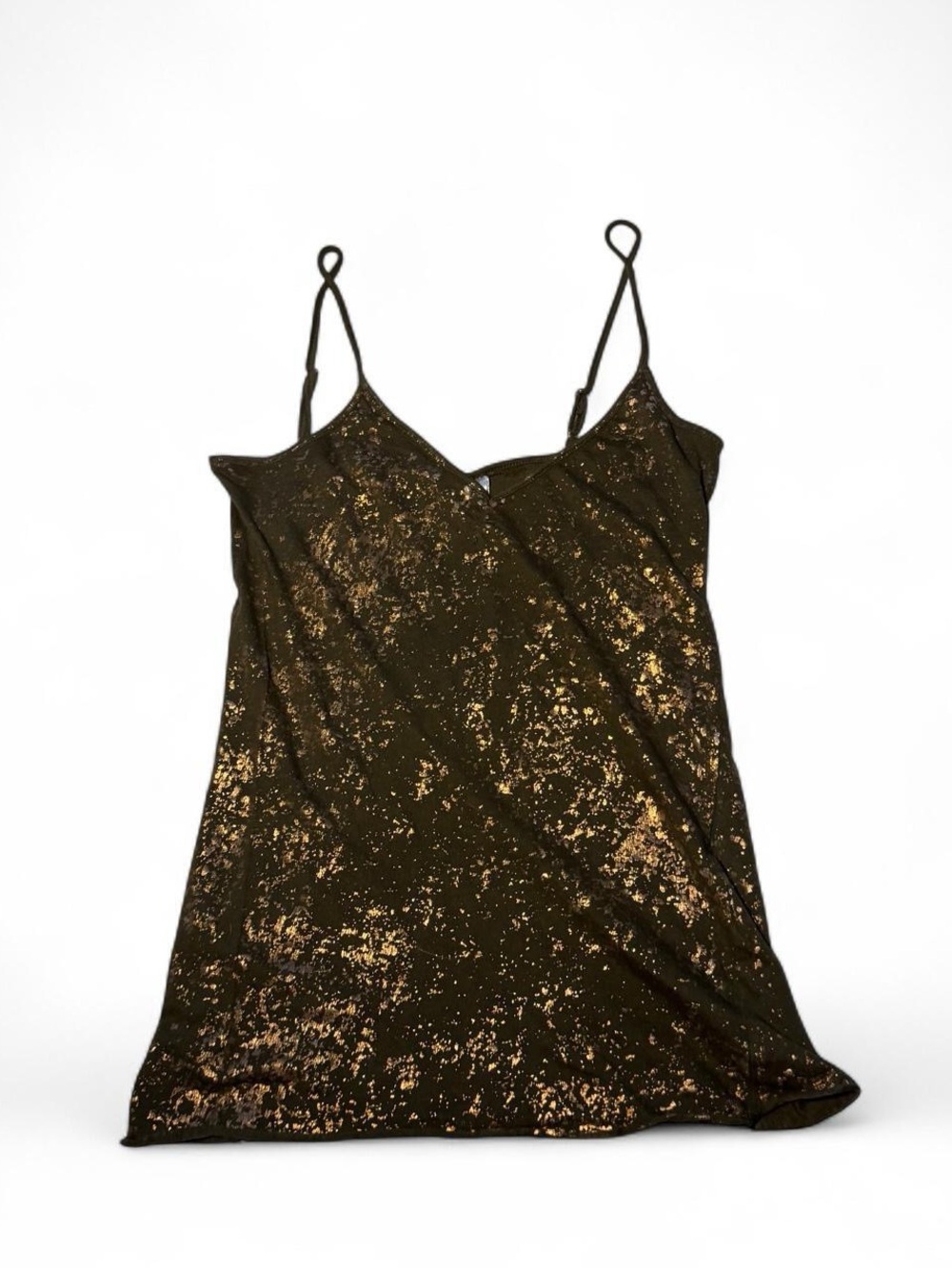 Y2K Going out Layering Sparkle & Fade green tank top with gold glittery details🪐